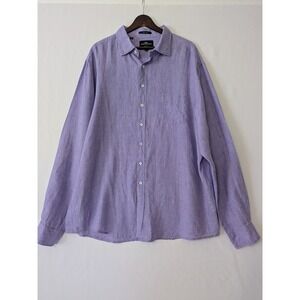 Rodd & Gunn Purple 100% Linen Albini Fabric Sports Fit Button Down Shirt 3XL Men